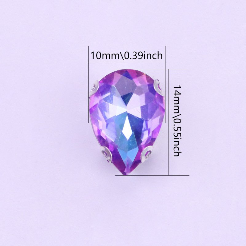 SZ 10*14mm Wholesale Pear Drop Gemstone Claw Setting Glass Rhinestones With Sew on Stone Clothing DIY Jewelry Accessories
