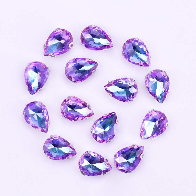 SZ 10*14mm Wholesale Pear Drop Gemstone Claw Setting Glass Rhinestones With Sew on Stone Clothing DIY Jewelry Accessories
