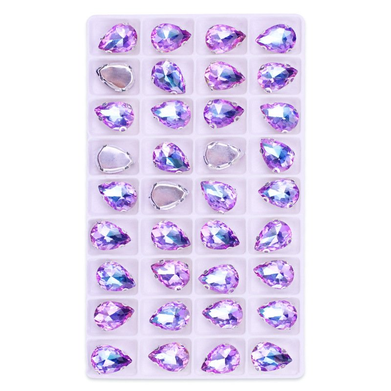 SZ 10*14mm Wholesale Pear Drop Gemstone Claw Setting Glass Rhinestones With Sew on Stone Clothing DIY Jewelry Accessories