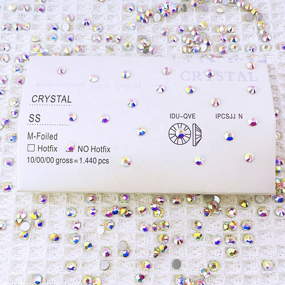 Yantuo Crystal AB color Nail Stone SS20 Glass Flat Back Non Hot Fix Crystal Rhinestones customized logo Used for DIY decoration