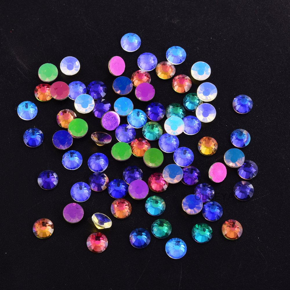 Oleeya Aurora Series Wholesale In Bulk 12 Cut Glass Quality Rhinestones Crystals Flat Back Gem Rhinestone for DIY Tumbler Tooth