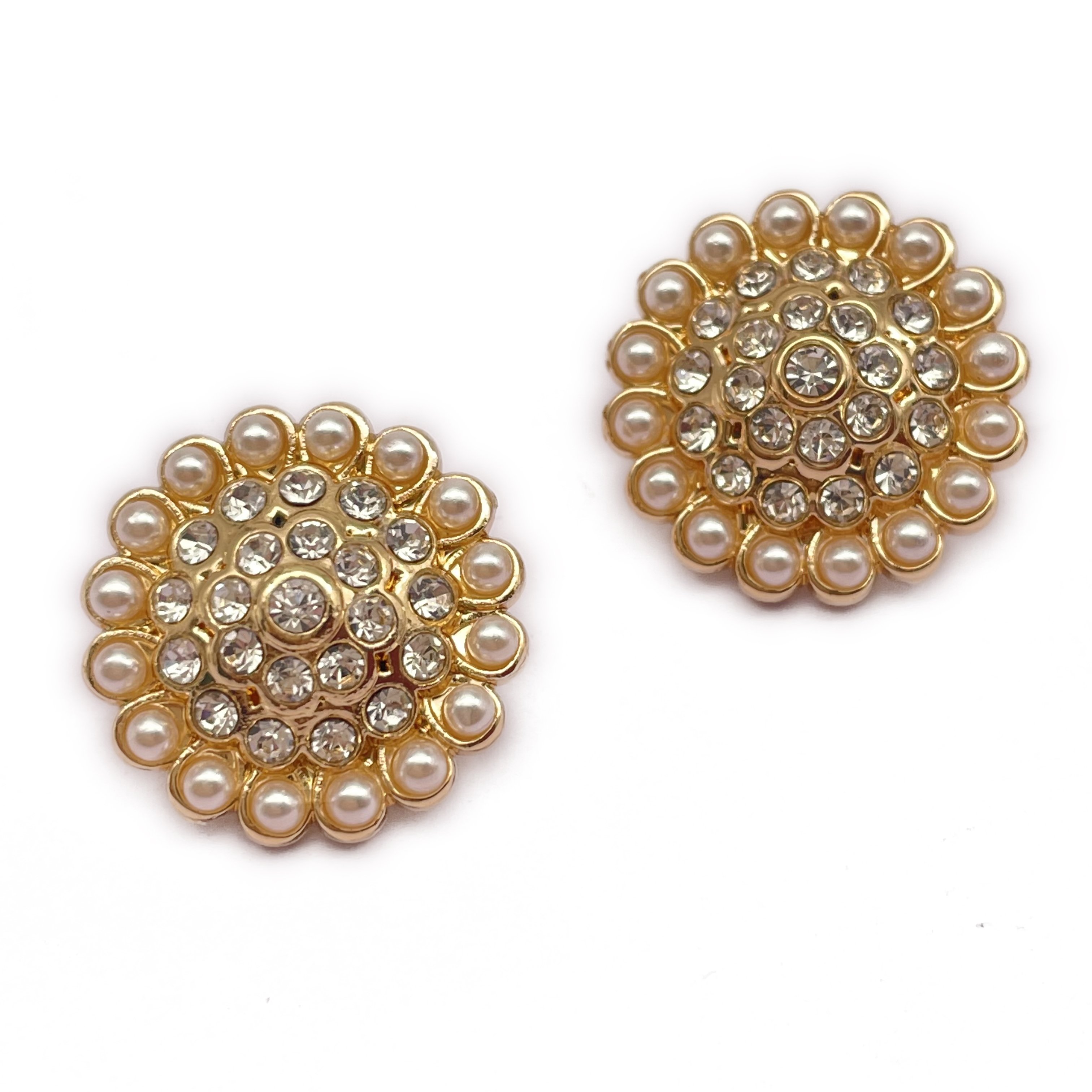 18mm New Design Luxury Rhinestones And Pearl Shank Button Zinc Alloy Shank Button For Women Coat