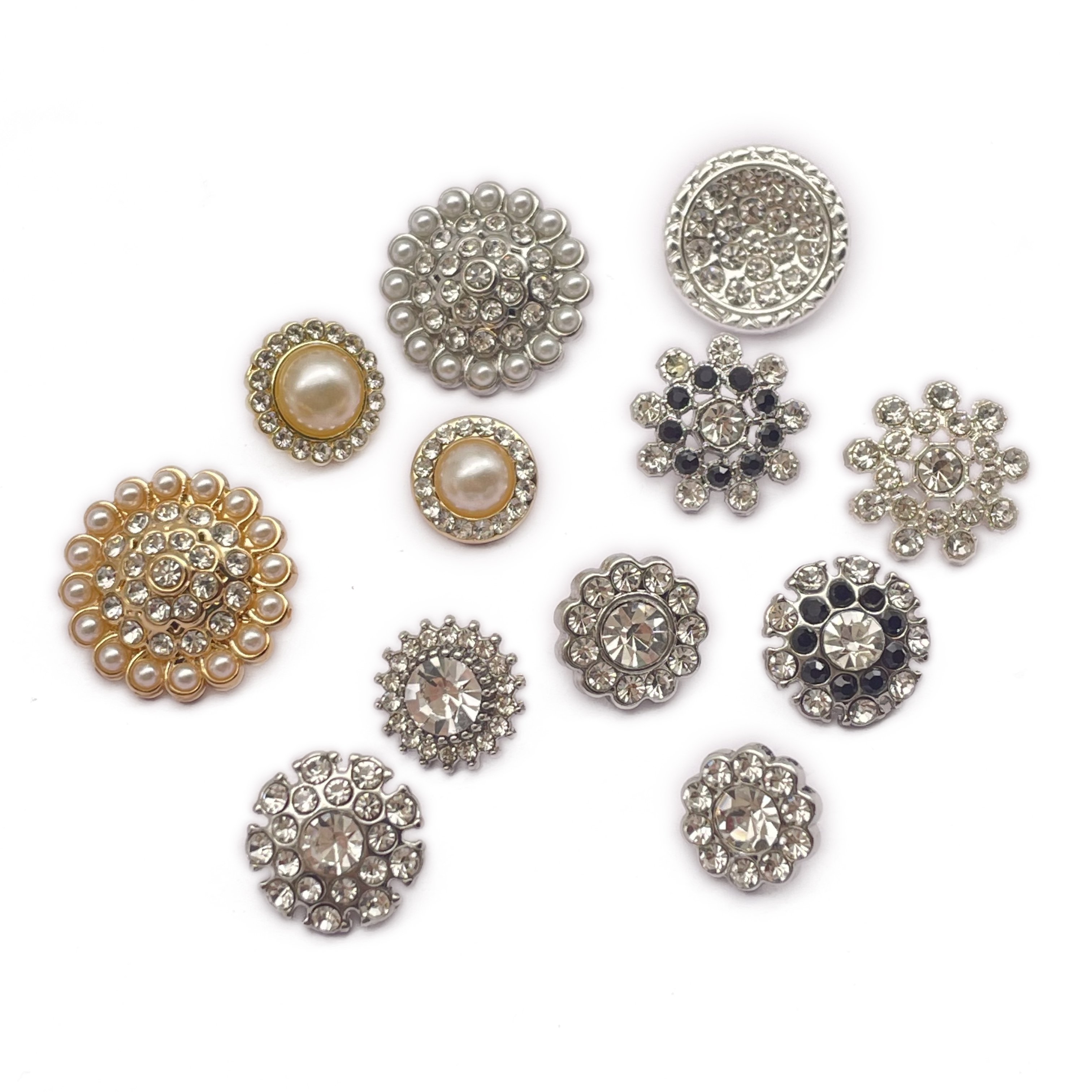 18mm New Design Luxury Rhinestones And Pearl Shank Button Zinc Alloy Shank Button For Women Coat