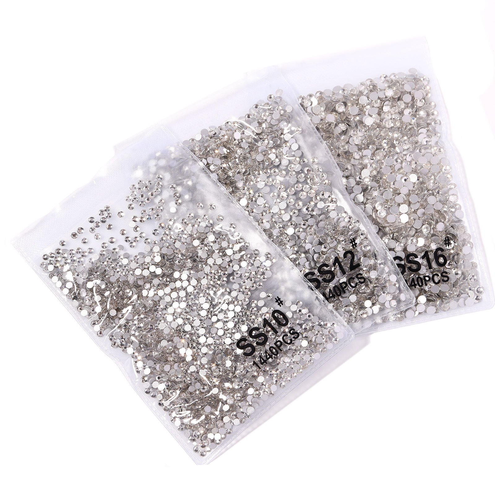 Professional 3D Glass Gems Nails Art Decoration Clear AB SS3-SS10 Mix Size Crystal Flat Back Nail Rhinestones