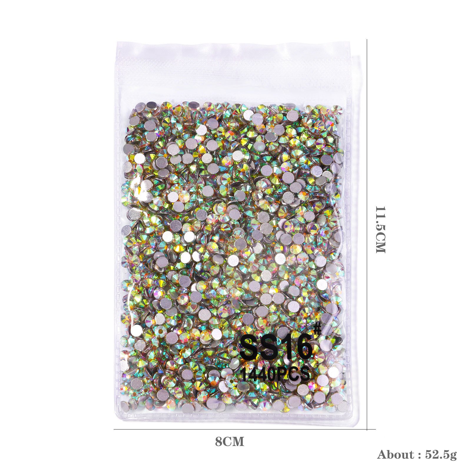 Professional 3D Glass Gems Nails Art Decoration Clear AB SS3-SS10 Mix Size Crystal Flat Back Nail Rhinestones
