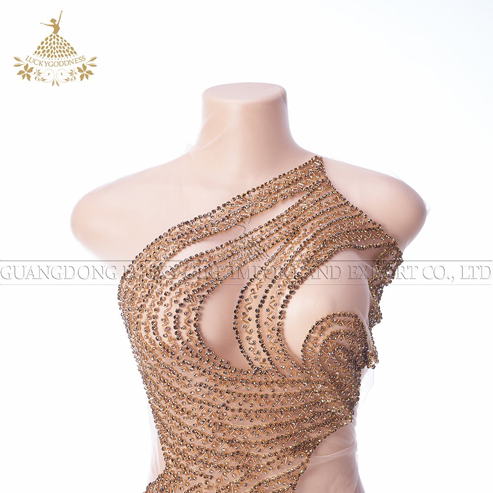 Sparkling Pure Hand Made Patches Silver Sew on Crystal Rhinestone Bodice Applique For Wedding Dress