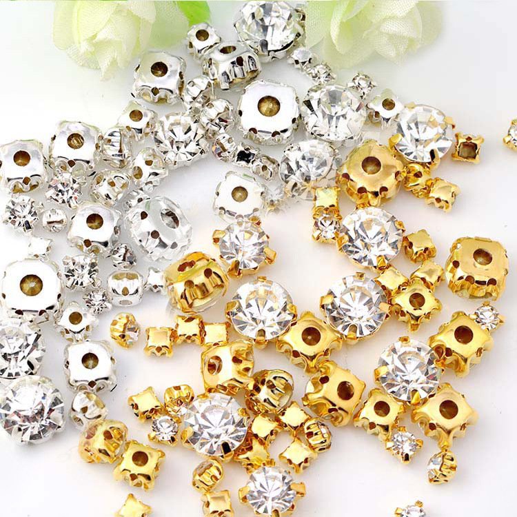 Glass beads hand sewn rhinestones Crystal hand sewn rhinestones