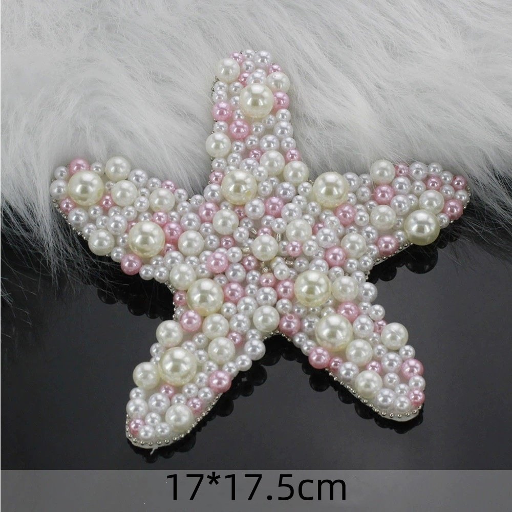 Handmade rhinestone beaded hippocampus shell cloth stickers clothing package decorative patch decals DIY accessories sewing