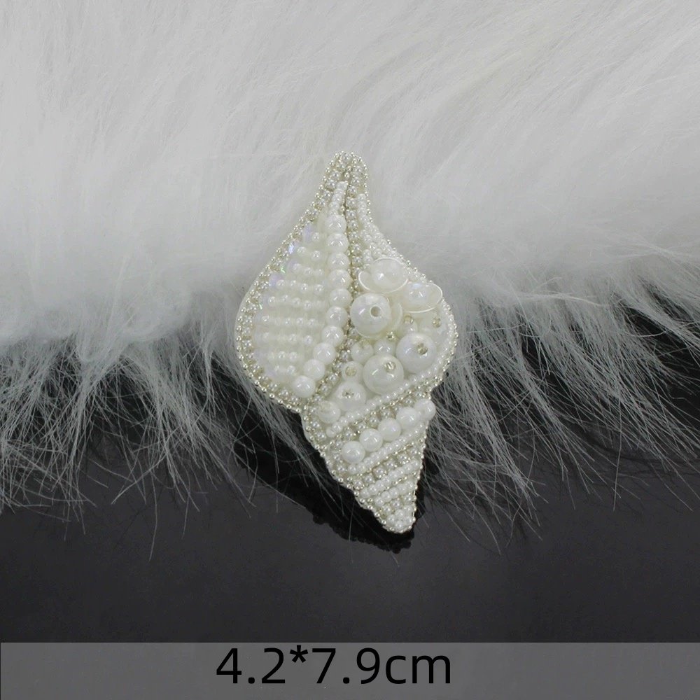 Handmade rhinestone beaded hippocampus shell cloth stickers clothing package decorative patch decals DIY accessories sewing