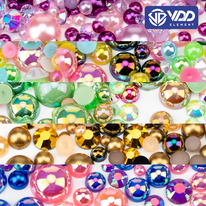 VDD D1139 30g Wholesale Mix Size ABS Half Round Pearls Flatback Beads Color Resin Rhinestone Crafts Nail Art DIY Decoration