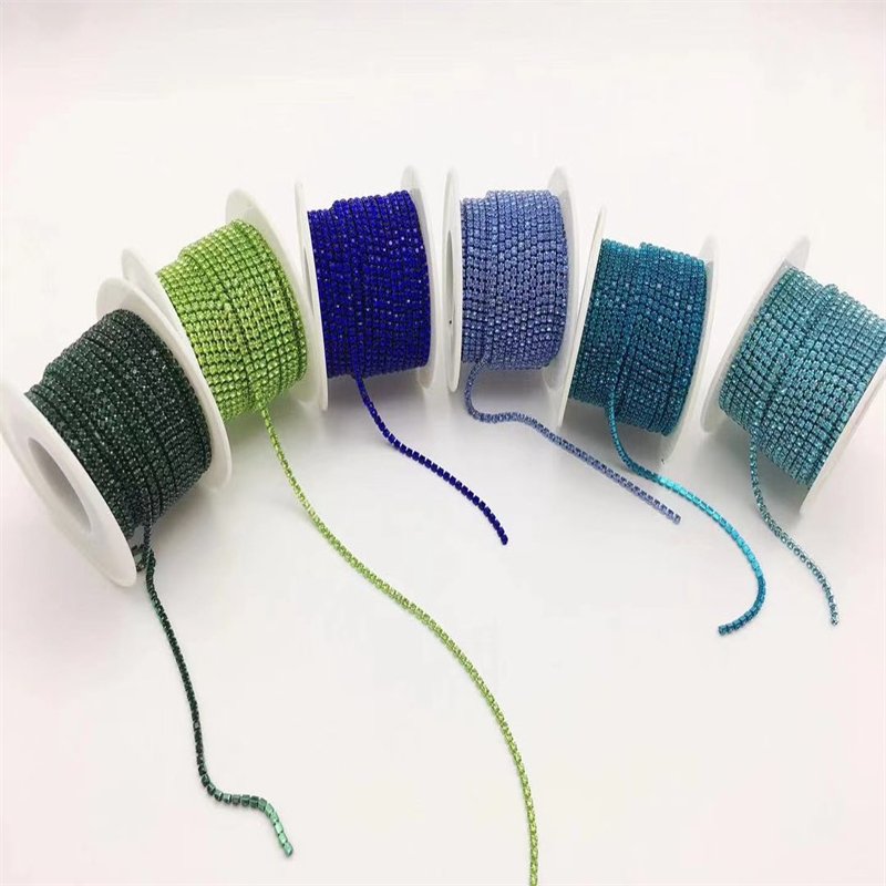 Wholesale SS6 SS8 SS12 Crystal Glass Electrophoresi Cup Chain Rhinestones Sew On Stone Diamond Strass Chain Trim For Accessories