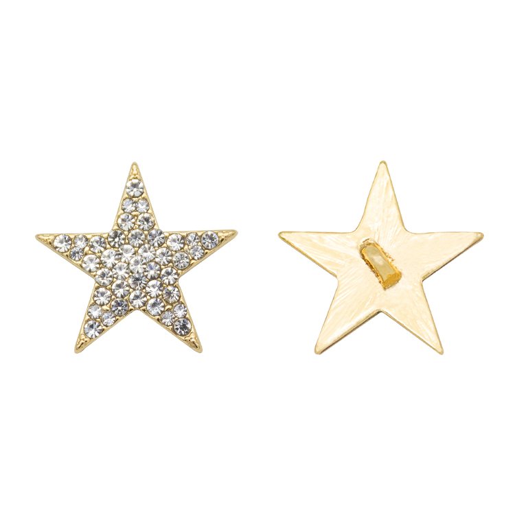 New design alloy shank crystal rhinestone star button for clothes