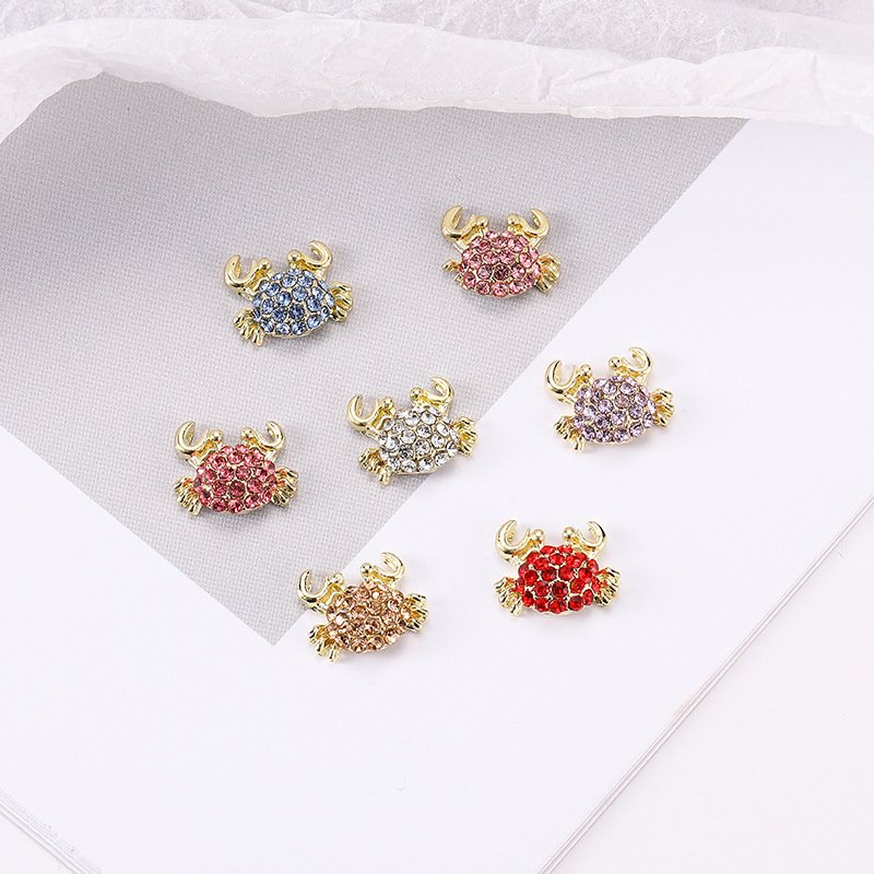 New Arrival Cute Crab Alloy Nail Art Charms Metal Gold Nail Gemstones Metal Nail Jewelry Decoration Rhinestones Beauty Supplier
