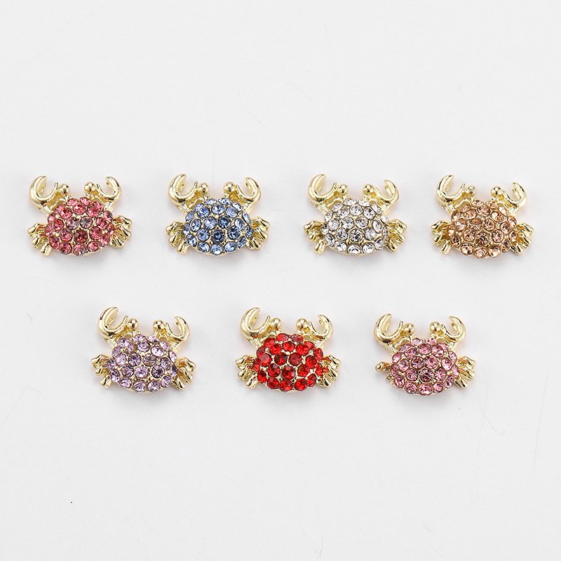 New Arrival Cute Crab Alloy Nail Art Charms Metal Gold Nail Gemstones Metal Nail Jewelry Decoration Rhinestones Beauty Supplier