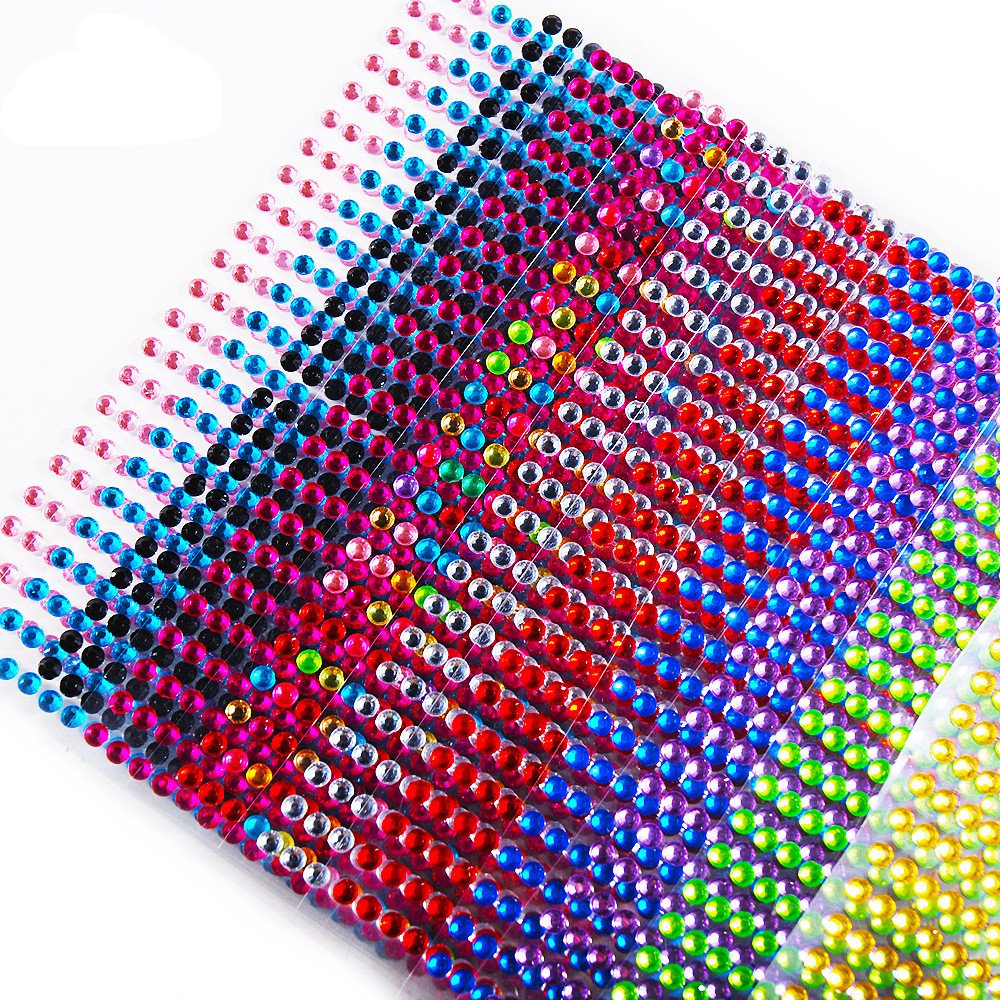 Party and Festival DIY Decoration Stickers Crystal Diamond Self Adhesive Rhinestone Diy Acrylic 12 Color 3mm ACRYL Round Shape
