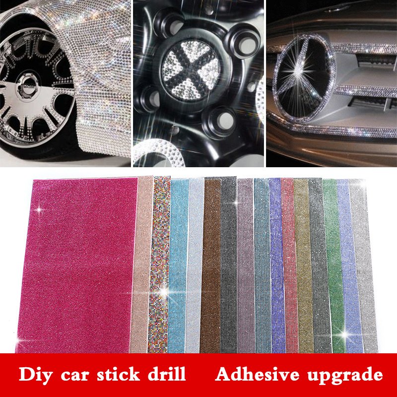 24*40cm Back Self Adhesive Glass Rhinestones sticker Trim Crystal Fabric Sheet Strass Mesh Banding For DIY Dress Jewelry Making