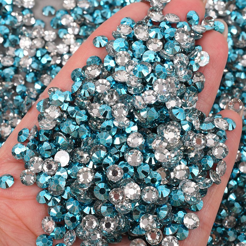 Wholesale Crystal Applique Flatback Resin Stones Non Hotfix Aquamarine Rhinestone For Clothes DIY Crafts