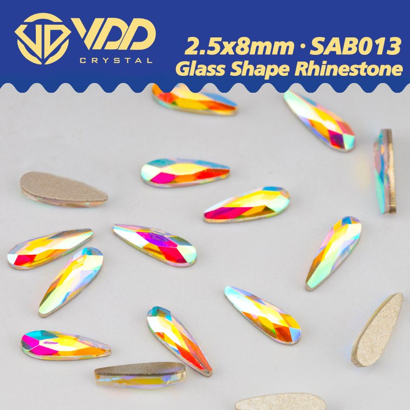 VDD 2.5x8mm -SAB13 100Pcs Glass Shape Crystal Rhinestones Crystal AB Flatback Glitter Stones For DIY Crafts Nail Art Decorations