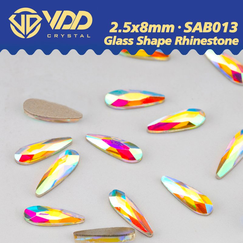 VDD 2.5x8mm -SAB13 100Pcs Glass Shape Crystal Rhinestones Crystal AB Flatback Glitter Stones For DIY Crafts Nail Art Decorations
