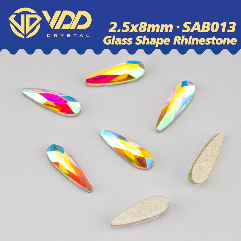 VDD 2.5x8mm -SAB13 100Pcs Glass Shape Crystal Rhinestones Crystal AB Flatback Glitter Stones For DIY Crafts Nail Art Decorations