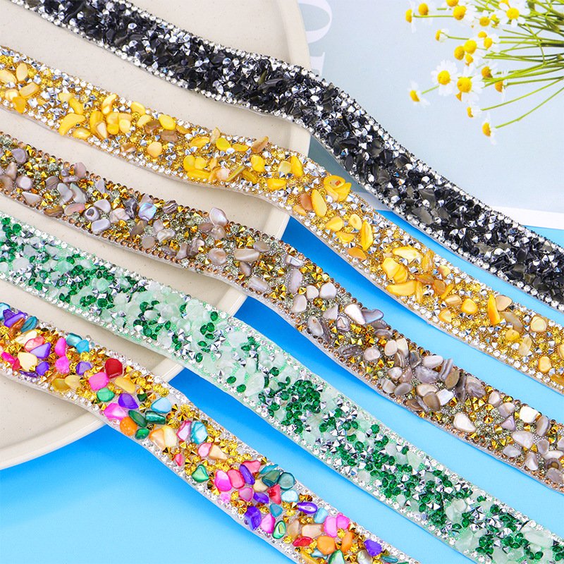 AW Non hotfix Resin rhinestone chain trim sticker DIY gem stone hotfix rhinestones crystal sticker rhinestone fabric