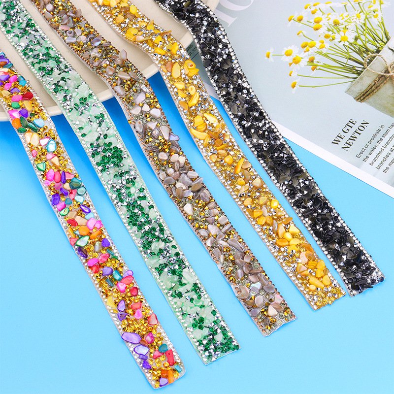 AW Non hotfix Resin rhinestone chain trim sticker DIY gem stone hotfix rhinestones crystal sticker rhinestone fabric