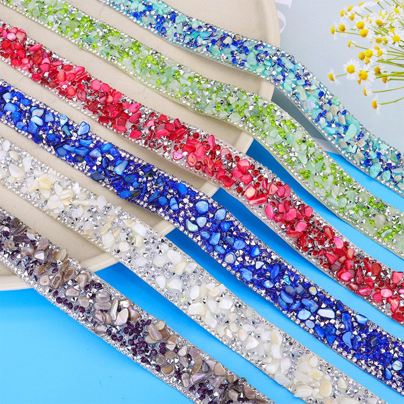 AW Non hotfix Resin rhinestone chain trim sticker DIY gem stone hotfix rhinestones crystal sticker rhinestone fabric