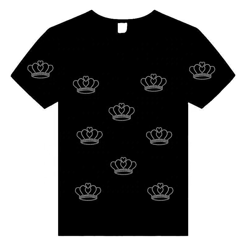 Bling Cute Custom Rhinestones Heat Transfer Motif Crown Iron on Hot Fix Heat Transfer Applique Patch Diamante Desgin
