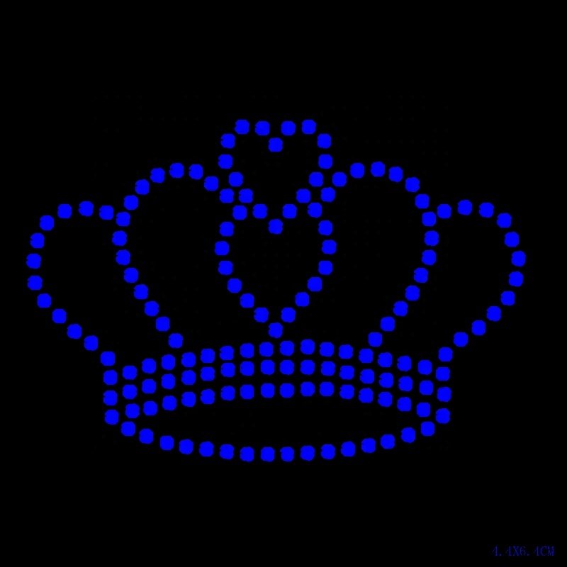 Bling Cute Custom Rhinestones Heat Transfer Motif Crown Iron on Hot Fix Heat Transfer Applique Patch Diamante Desgin