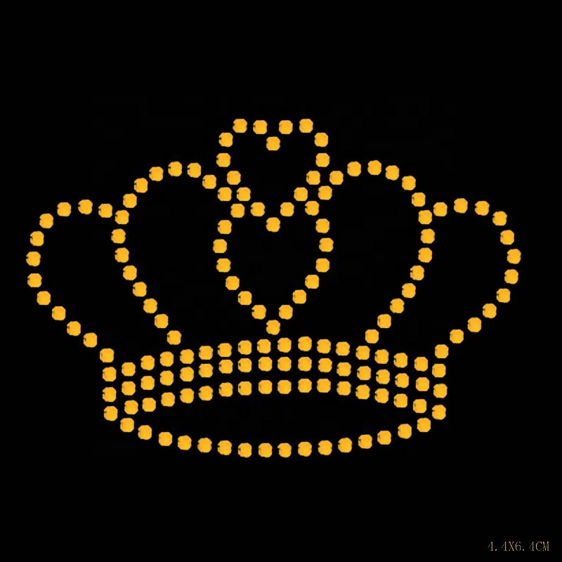 Bling Cute Custom Rhinestones Heat Transfer Motif Crown Iron on Hot Fix Heat Transfer Applique Patch Diamante Desgin
