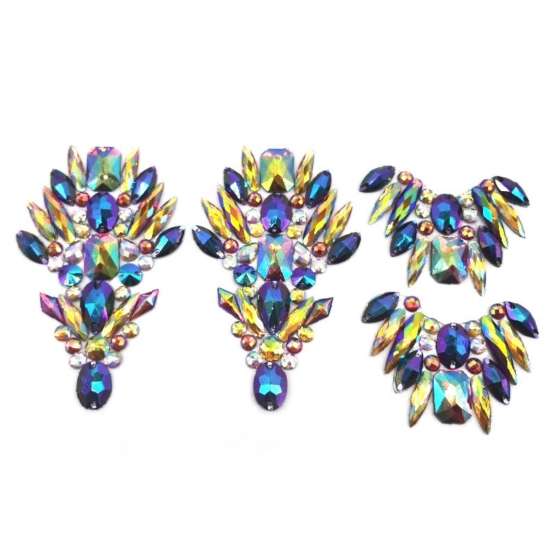 Handmade gorgeous carnival costumes luxury special iron on gem stone rhinestone appliques for Toronto carnivals events 2025