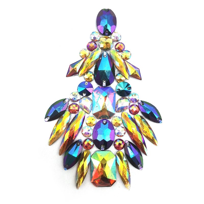 Handmade gorgeous carnival costumes luxury special iron on gem stone rhinestone appliques for Toronto carnivals events 2025