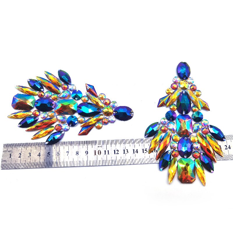 Handmade gorgeous carnival costumes luxury special iron on gem stone rhinestone appliques for Toronto carnivals events 2025