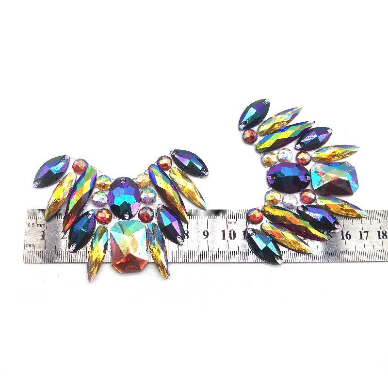 Handmade gorgeous carnival costumes luxury special iron on gem stone rhinestone appliques for Toronto carnivals events 2025