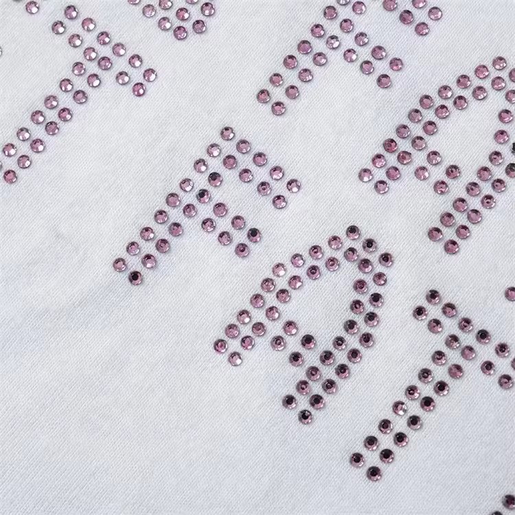 2024 Trendy Rhinestone Letters Print T-Shirts Fashion Casual O Neck Short Sleeve Crop Tops Y2K Summer Sexy Girl Baby Tee Women