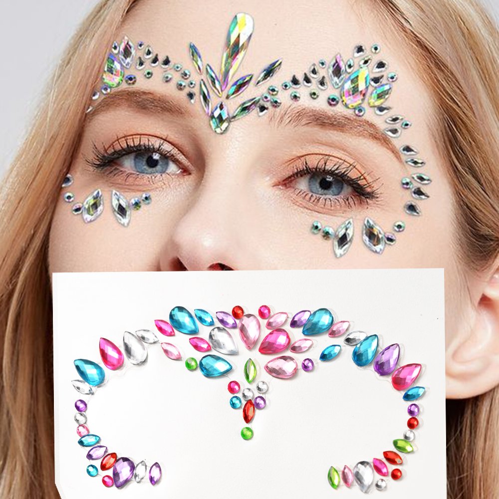 Mermaid Face Jewels Gem Rhinestones Rave Eye Body Temporary Stickers Crystal Face Stickers Decorations for Festival Party