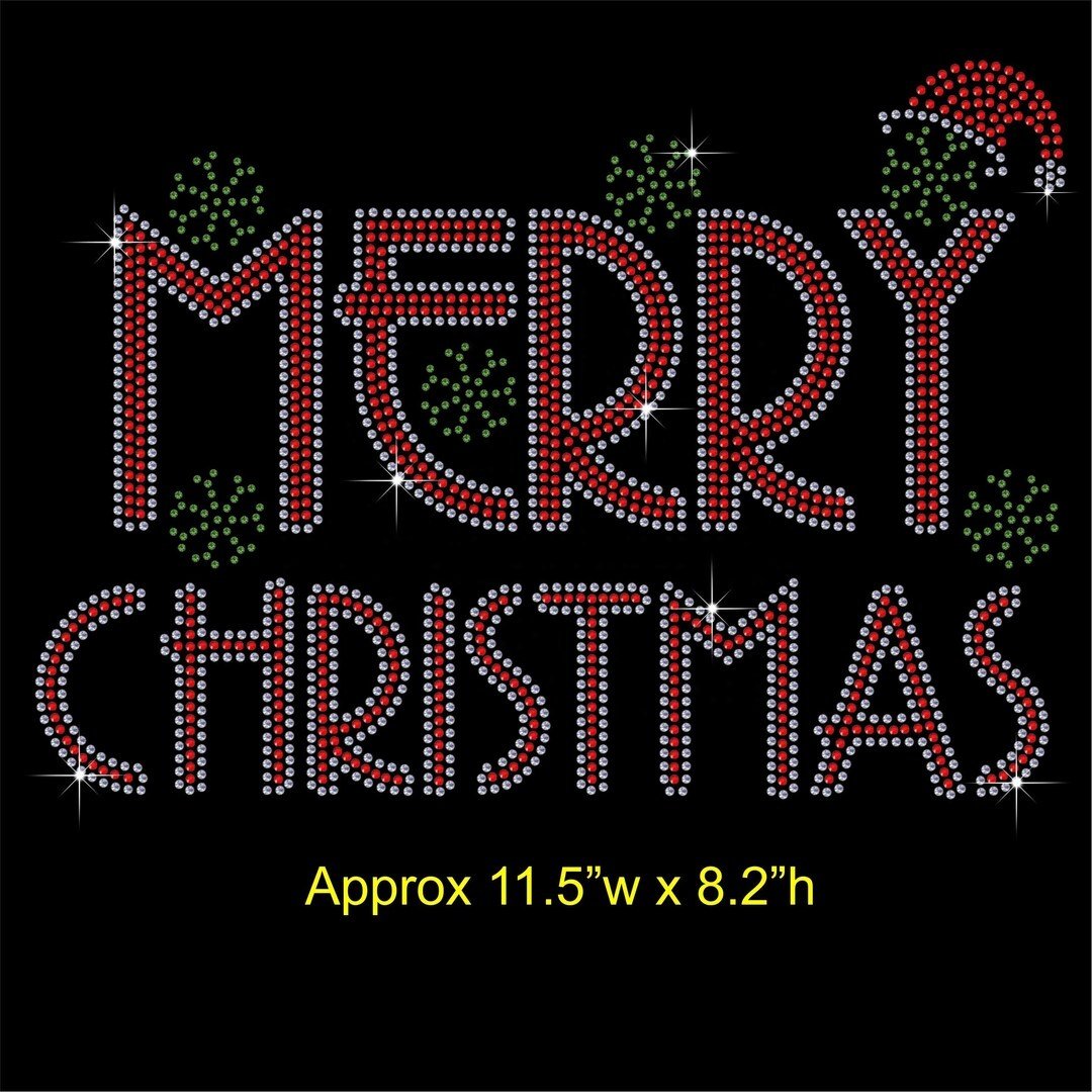 Merry christmas rhinestone transfer sheet rhinestone template heat transfer christmas motif