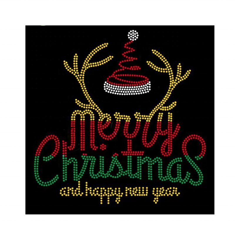 Merry christmas rhinestone transfer sheet rhinestone template heat transfer christmas motif