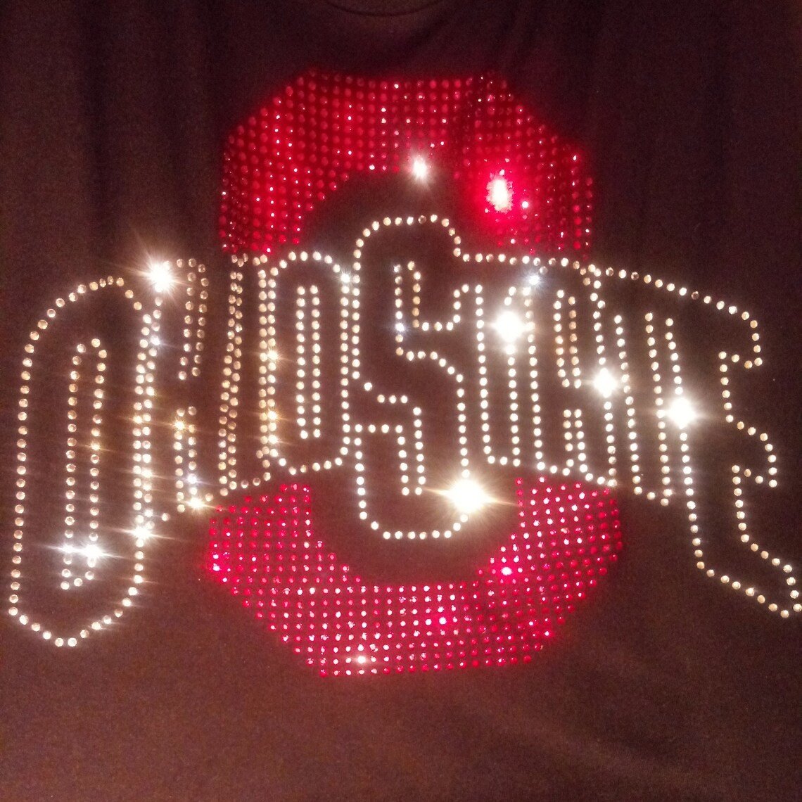 Custom Ohio State Rhinestones Transfer Strass Buckeyes Football Motif Hot-fix Iron On Rhinestone Transfer For Shirt