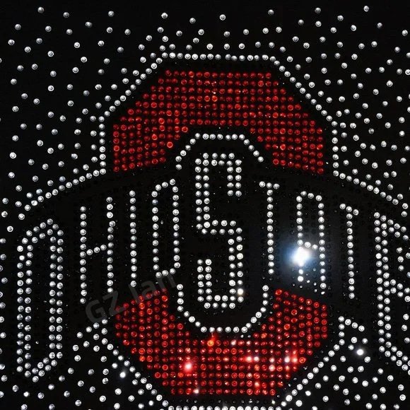 Custom Ohio State Rhinestones Transfer Strass Buckeyes Football Motif Hot-fix Iron On Rhinestone Transfer For Shirt