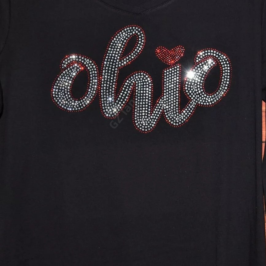 Custom Ohio State Rhinestones Transfer Strass Buckeyes Football Motif Hot-fix Iron On Rhinestone Transfer For Shirt