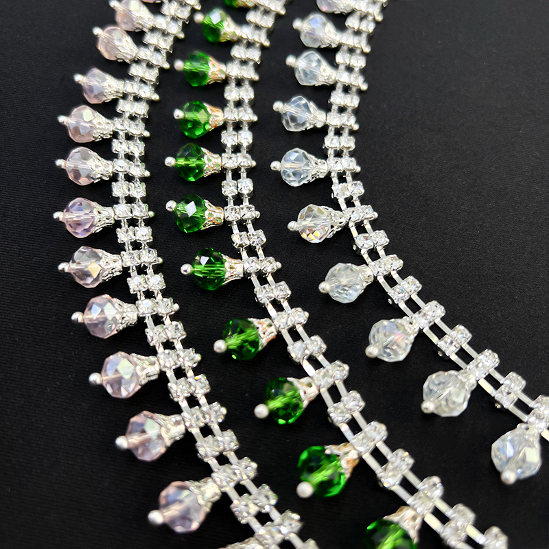 High quality Crystal Rhinestone chain Trimming Glass Cup Chain for DIY Jewelry Bag Shoes Garments