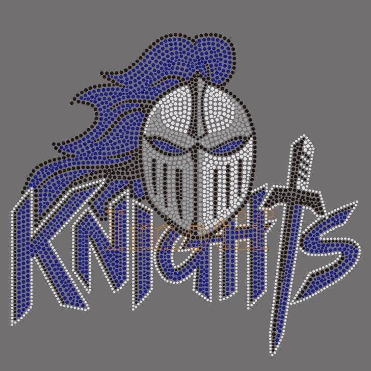 Knights Sport Team Hot Fix Crystal Design Iron On Custom Rhinestone Transfer Motif A