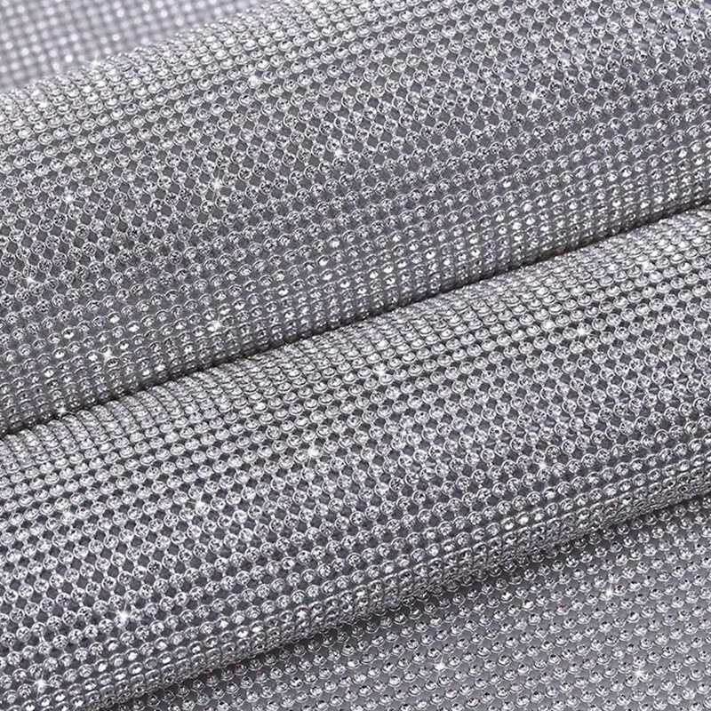 Gold applique rhinestone aluminium mesh fabric sew on hot fix rhinestone adhesive sheets