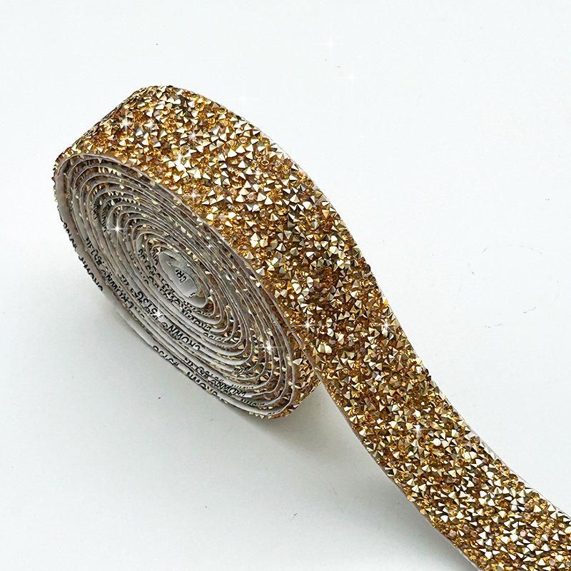 Hot Fix Glitter Dress Rhinestones Motifs Ribbon Iron on Patches Applique Different Sizes Crystal Mesh Roll Trim Opp Bag Resin