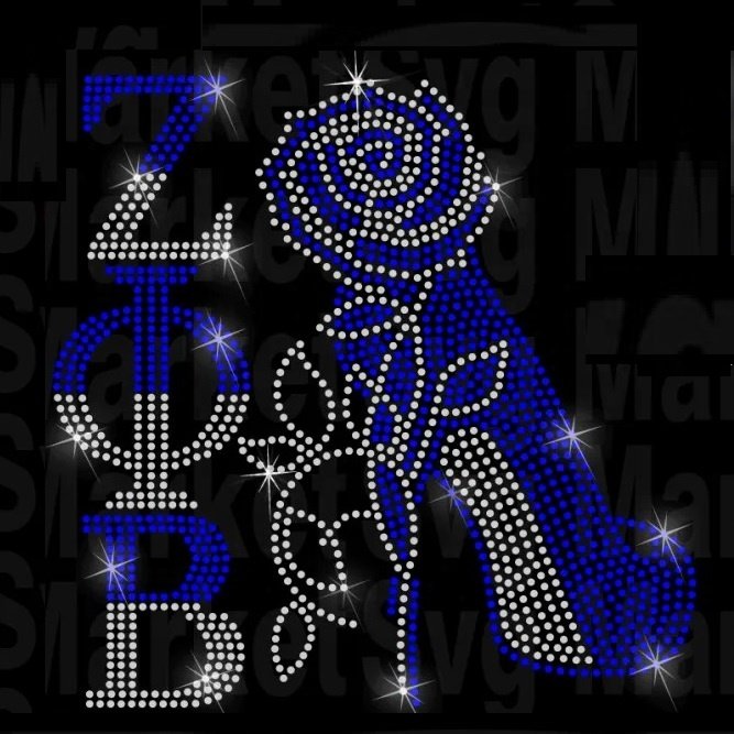 Custom Hot Fix Logo Design Iron On Rhinestone Transfer Motif Zeta Phi Beta Sorority