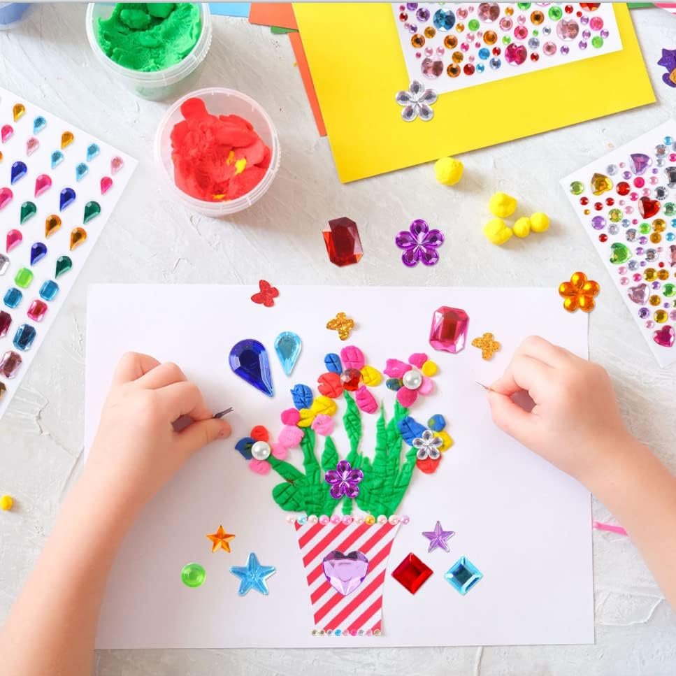Self Adhesive Rhinestone Acrylic Bling Gem Stickers Jewels Stickers Stick on Gems Rhinestones for Kids