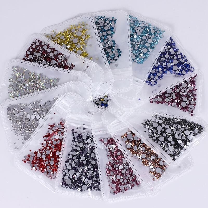 Factory Direct Sale mixed size ss3-ss20 1.3-3MM crystal ab Glass flatback rhinestones non hotfix For Nail Art DIY Design