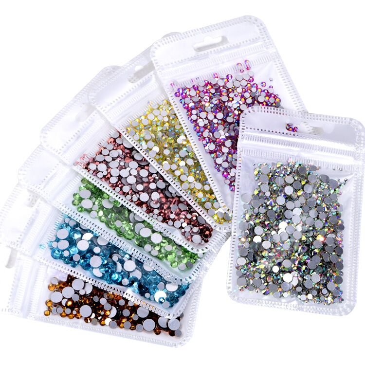Factory Direct Sale mixed size ss3-ss20 1.3-3MM crystal ab Glass flatback rhinestones non hotfix For Nail Art DIY Design