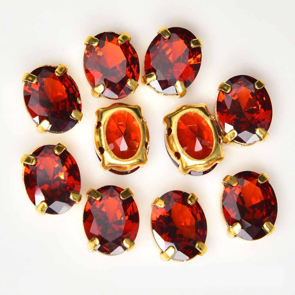 JFS014 Sparkling Oval Zircon Crystal Sew On Rhinestone With Gold Claw Beads Diy Clothing Shoes Bags Accessories
